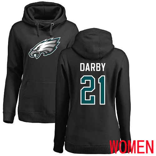 Women Philadelphia Eagles #21 Ronald Darby Black Name and Number Logo NFL Pullover Hoodie Sweatshirts